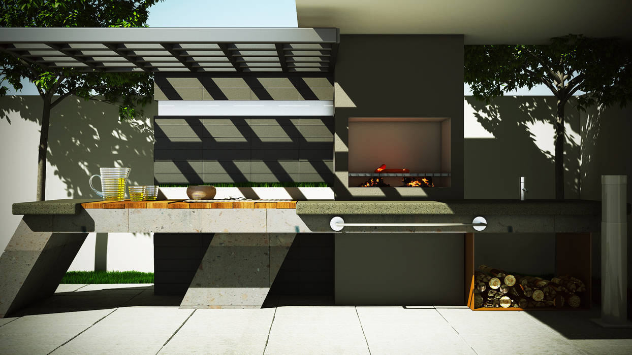 Asador Moderno, Modulor Arquitectura Modulor Arquitectura Jardines modernos Concreto