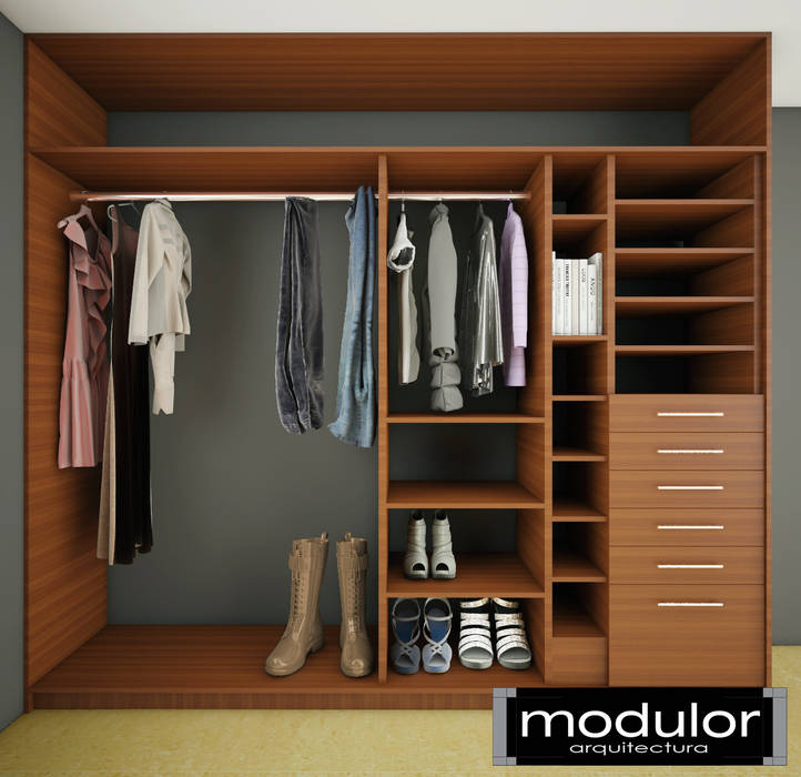 Closets Carrillo, Modulor Arquitectura Modulor Arquitectura Modern dressing room Wood Wood effect Storage