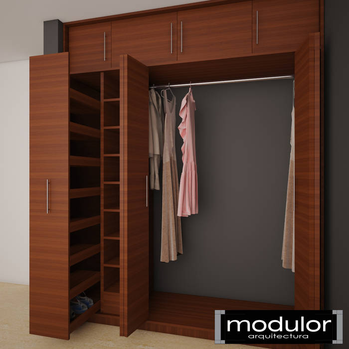 Closets Carrillo, Modulor Arquitectura Modulor Arquitectura Modern style dressing rooms Wood Wood effect Storage