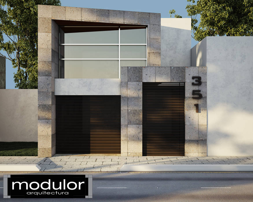 Fachada Pina 351, Modulor Arquitectura Modulor Arquitectura Modern houses Slate Grey