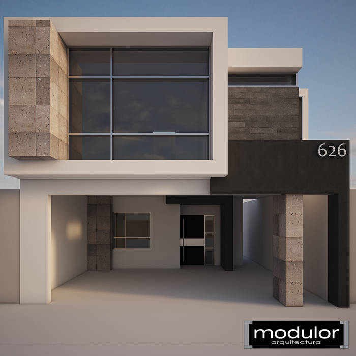 Fachada Guevara 626, Modulor Arquitectura Modulor Arquitectura Rumah Modern Batu Tulis