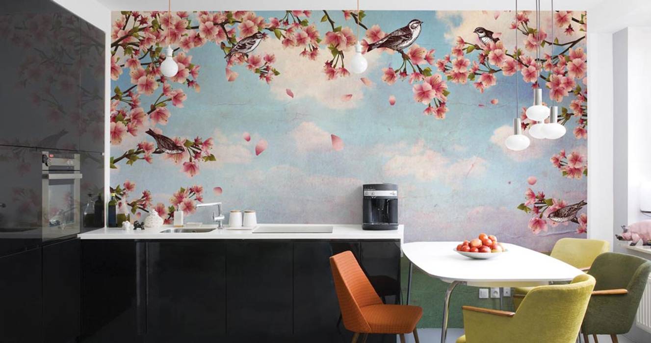 HF016-Birds-in-the-Branches House Frame Wallpaper & Fabrics Espaços comerciais Lojas e espaços comerciais