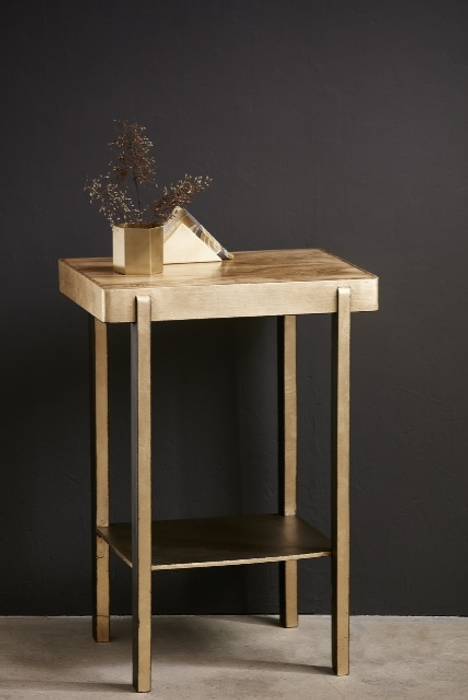 Złoty stolik w stylu ArtDeco PatyNowy Klasyczny salon Drewno O efekcie drewna Stoliki