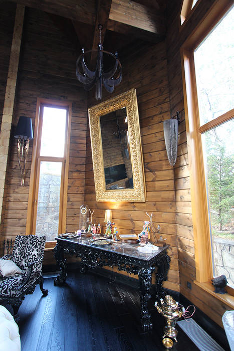 Log House, Orkun Indere Interiors Orkun Indere Interiors Salones rústicos de estilo rústico Madera maciza Multicolor rustic house,luxury,wooden house,mirror