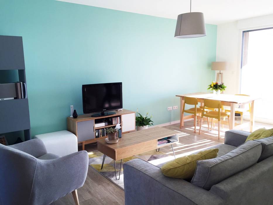 Agencement & Couleurs d'un appartement à Balma, Mint Design Mint Design İskandinav Oturma Odası