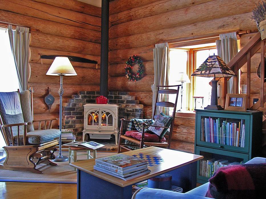 Log Cabin beside Japan Alps, Cottage Style / コテージスタイル Cottage Style / コテージスタイル Living room Wood Wood effect