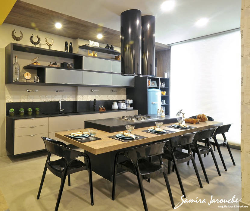 Cozinha Gourmand Lounge, Samira Jarouche Arquitetura & Interiores Samira Jarouche Arquitetura & Interiores Ausgefallene Küchen