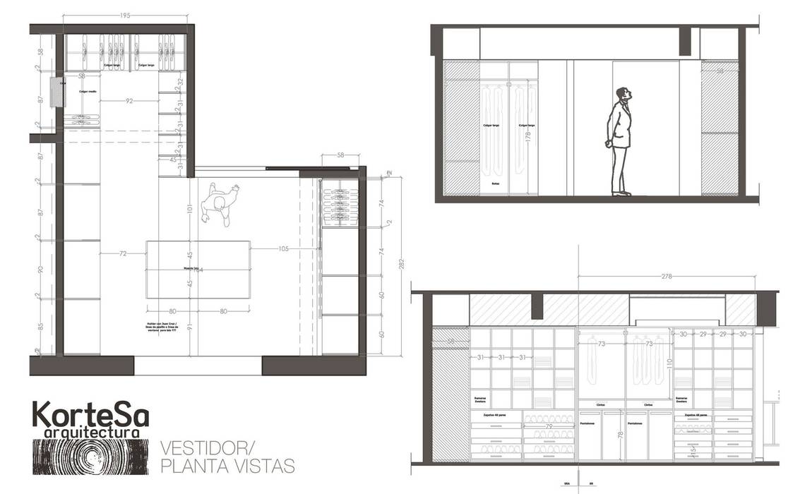 Planos Vestidor KorteSa arquitectura Vestidores y placares de estilo ecléctico
