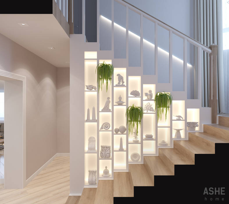 Дом за городом, Студия авторского дизайна ASHE Home Студия авторского дизайна ASHE Home Eclectic style corridor, hallway & stairs