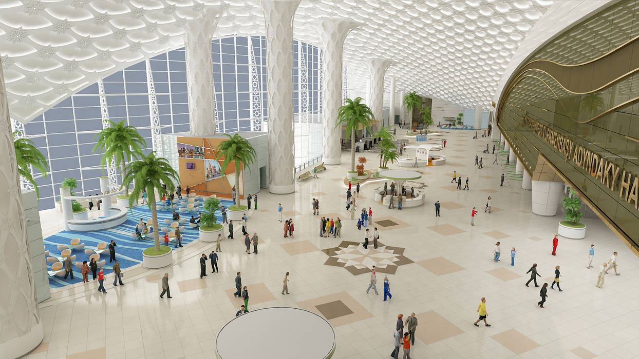 Ashgabat International Airport, Tekeli-Sisa Mimarlık Ortaklığı Tekeli-Sisa Mimarlık Ortaklığı Commercial spaces Sân bay