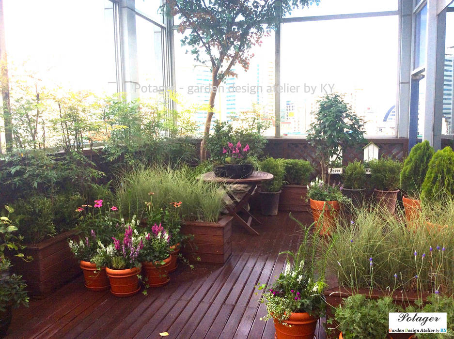 성수동 사무실 베란다 정원 디자인 및 시공 [Office Balcony Garden], Potager Potager Classic style balcony, porch & terrace