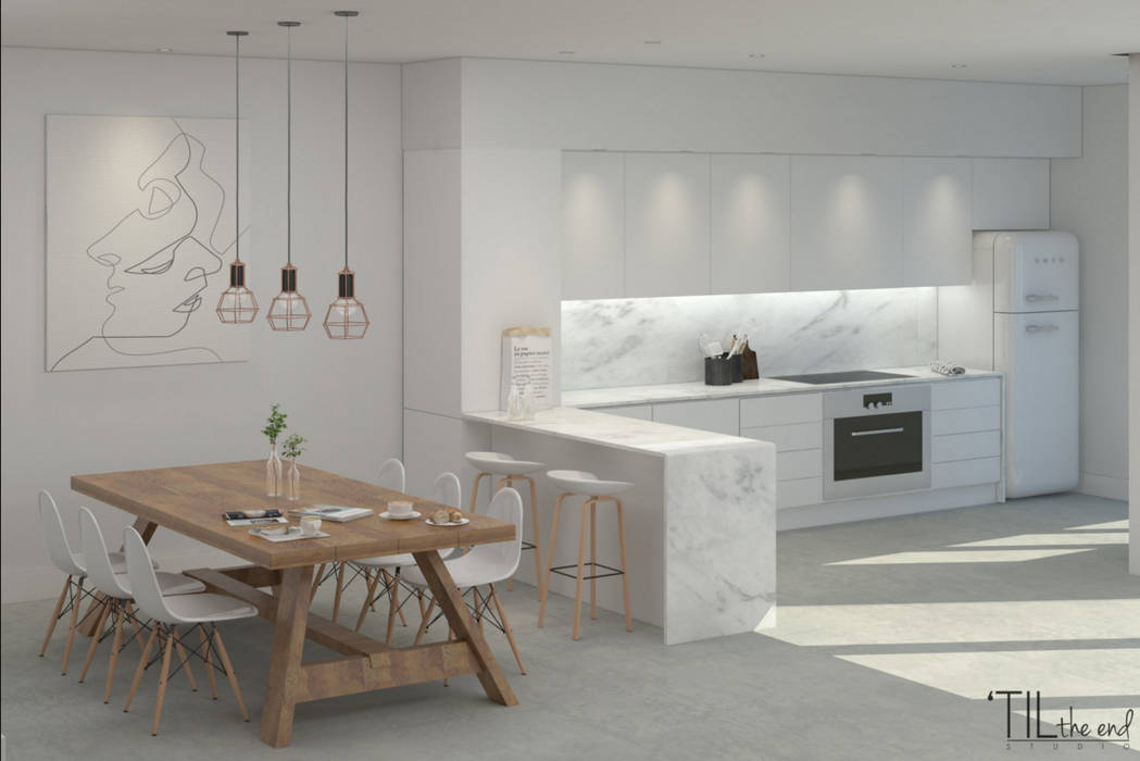  غرفة السفرة تنفيذ Lagom studio, إسكندينافي رخام  