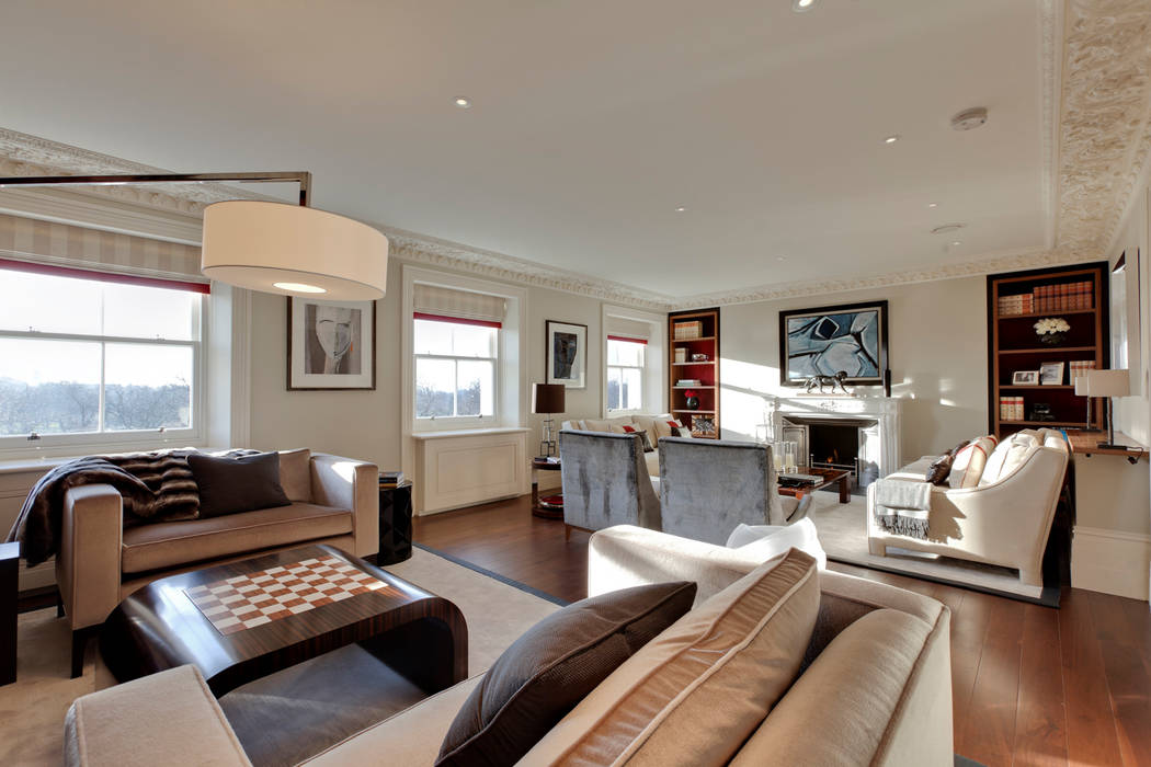 Lancasters Show Apartments - Open planned living LINLEY London Modern living room