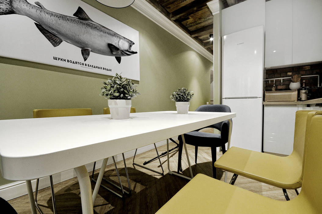 Last Floor in Russia homify Scandinavian style kitchen Fake Leather Metallic/Silver Tables & chairs