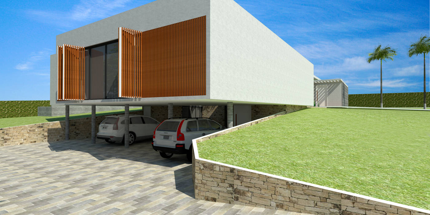 Garagem - Casa - Park Way - Brasília/DF Arquitetura do Brasil Garagens e edículas modernas