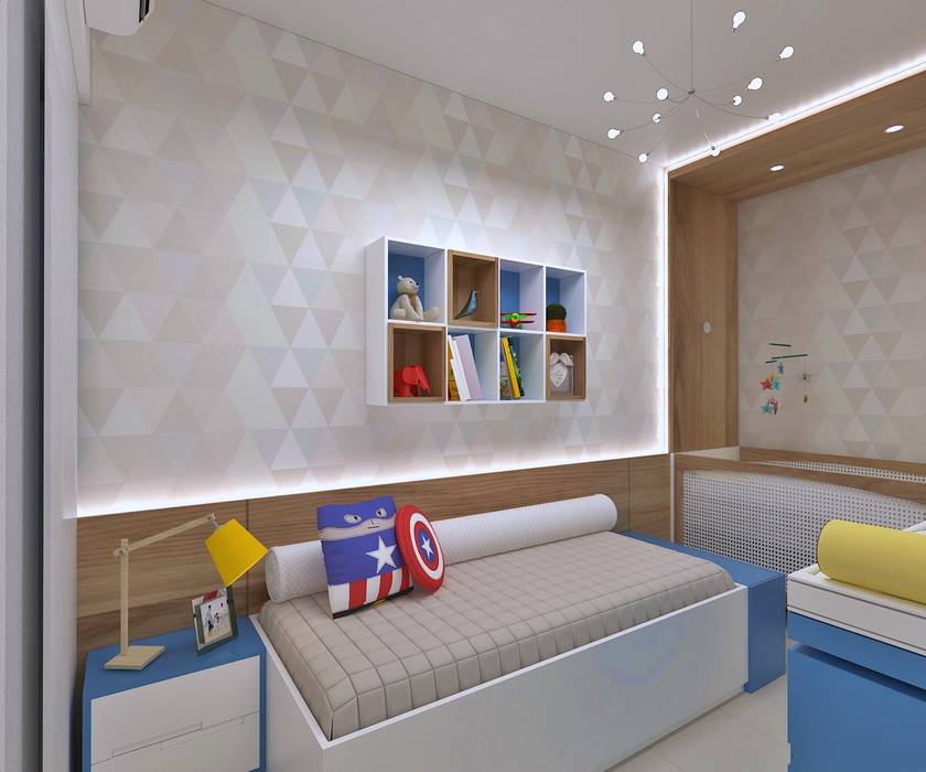 Quarto Filhos Marcos Assmar Arquitetura | Paisagismo Quarto infantil moderno Sofá,Mobília,Propriedade,Porta-retratos,Azure,Retângulo,Sala de estar,Design de interiores,Pisos,Piso