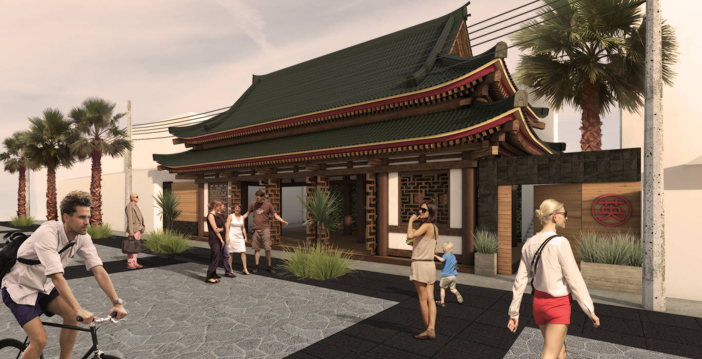 Pagoda Si Sushi, Zkla Zkla Espacios comerciales Madera maciza Multicolor Restaurantes