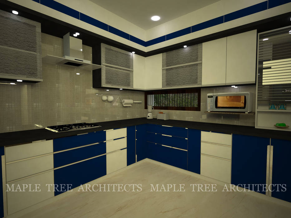 Mr.Rajesh Residence, MAPLE TREE MAPLE TREE Modern kitchen Cabinets & shelves