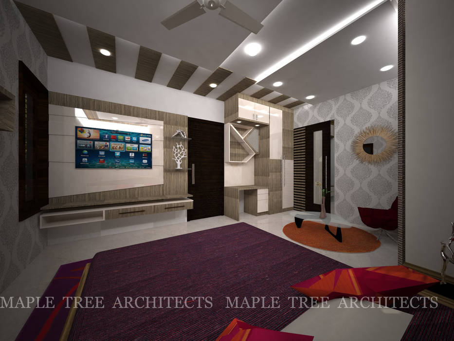 Mr.Rajesh Residence, MAPLE TREE MAPLE TREE Modern style bedroom Wardrobes & closets