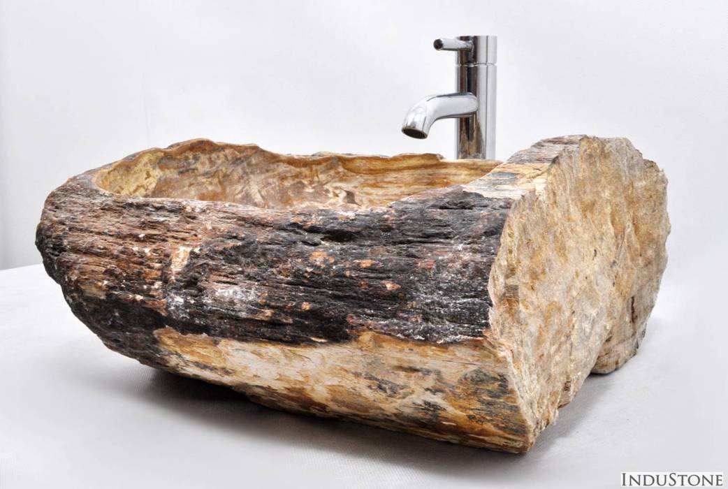 Umywalki kamienne i mozaika Fossil Wood, Industone.pl Industone.pl Eklektyczna łazienka Umywalki