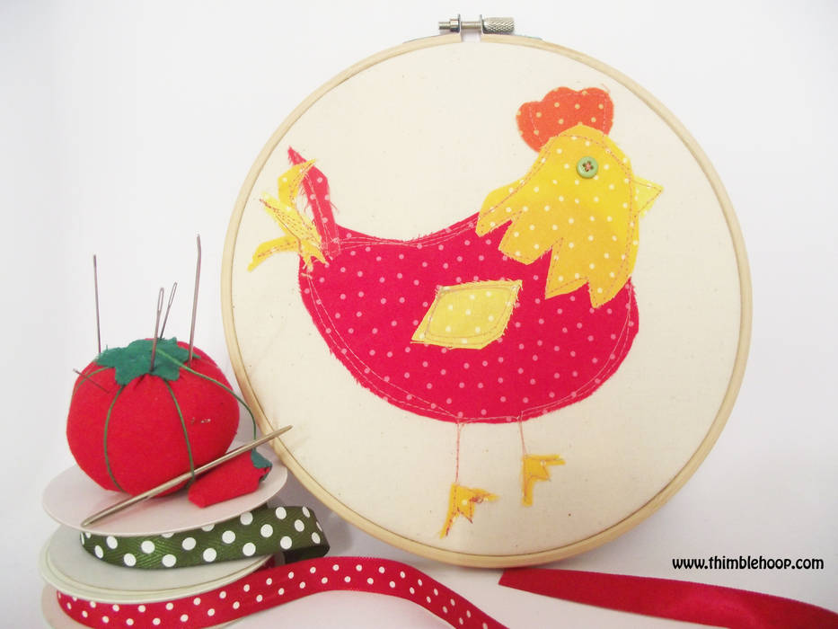 The little red hen hoop art Thimble Hoop Rustic style kitchen Textile Amber/Gold Accessories & textiles