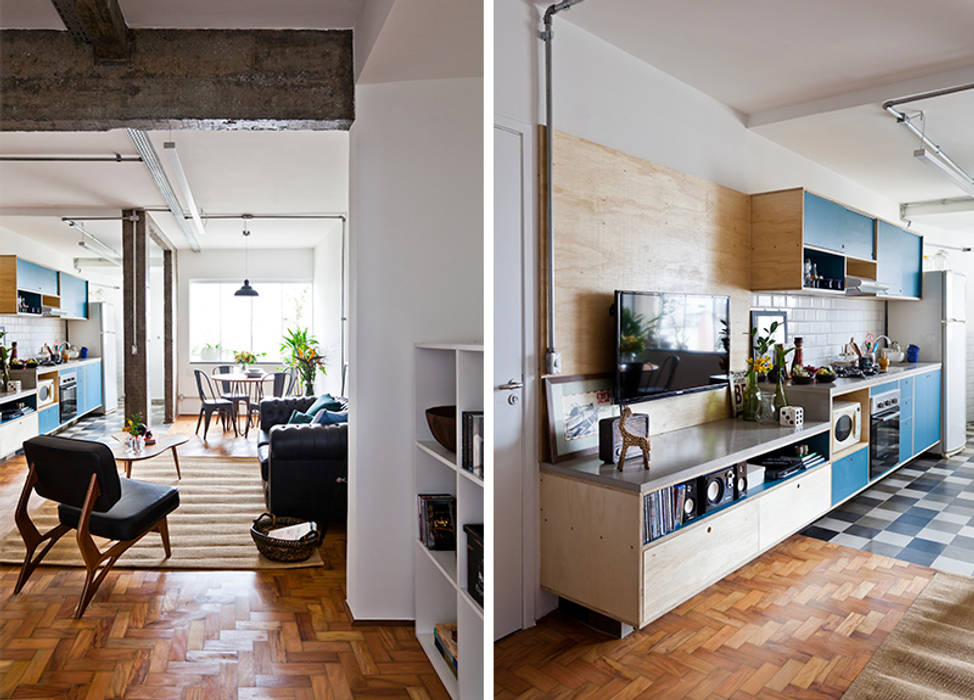 Apartamento do Paulo, INÁ Arquitetura INÁ Arquitetura 인더스트리얼 거실