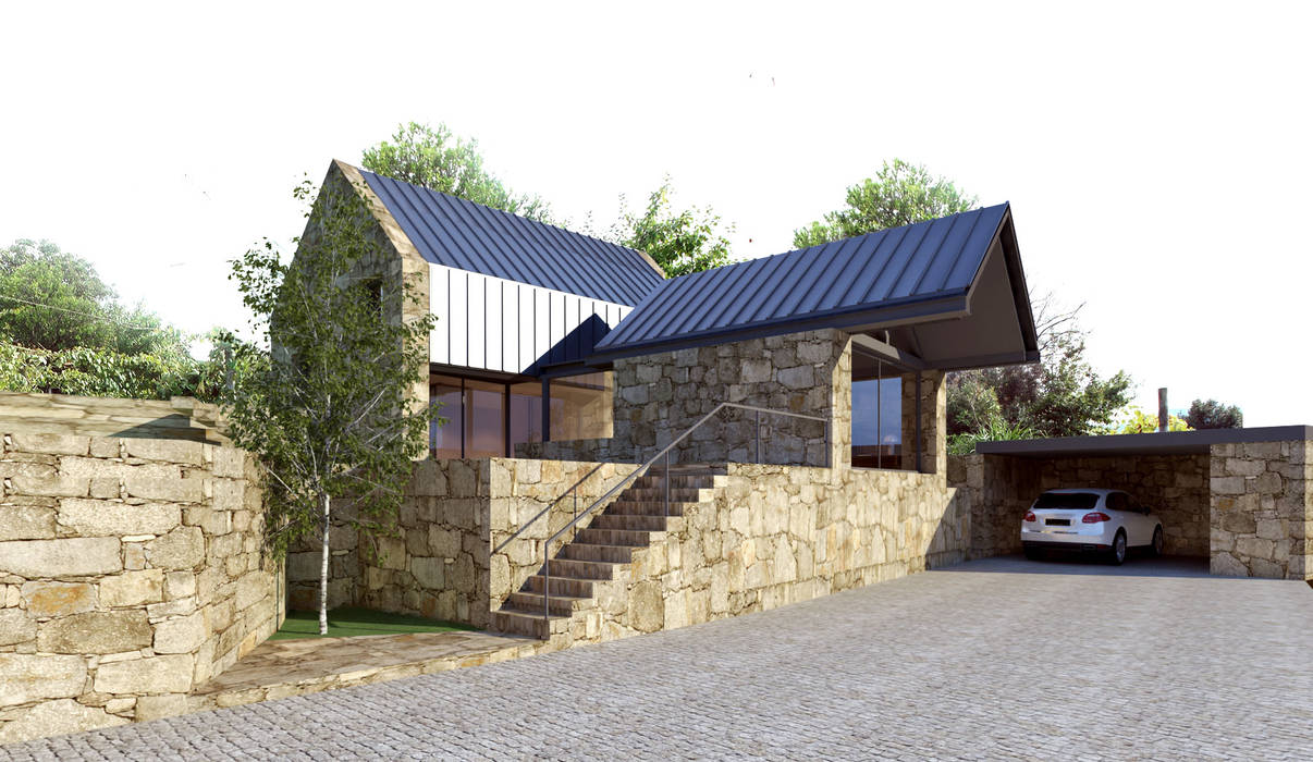 Recuperação de uma habitação rural em Melgaço, Davide Domingues Arquitecto Davide Domingues Arquitecto 러스틱스타일 주택 화강암