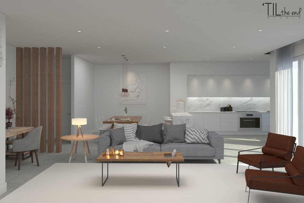  Living room by Lagom studio, Scandinavian Concrete  