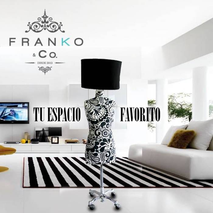 Lámpara Maniquí Black & White Flowers Franko & Co. Salones minimalistas