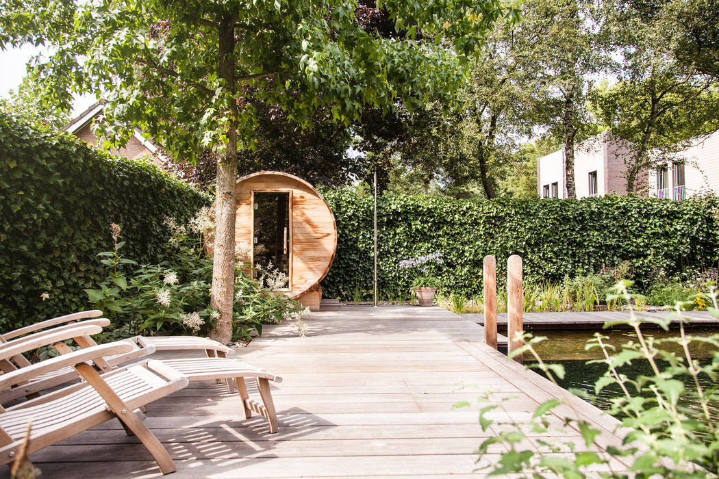 Wellness tuin verbonden met het landschap Studio REDD exclusieve tuinen Landelijke tuinen