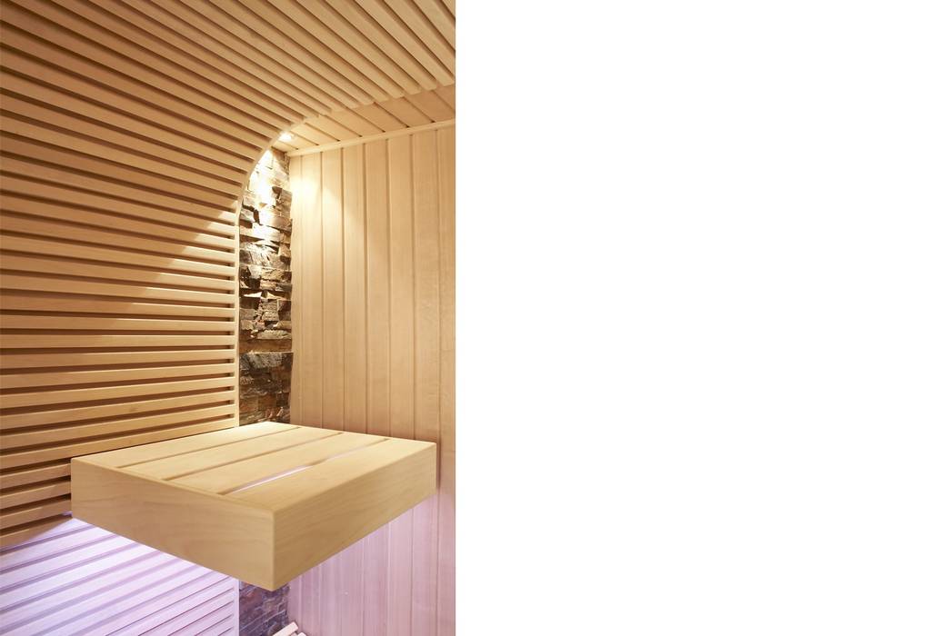 Hochwertige Sauna mit schwebend wirkenden Liegen, Erdmann Exklusive Saunen Erdmann Exklusive Saunen Спальня