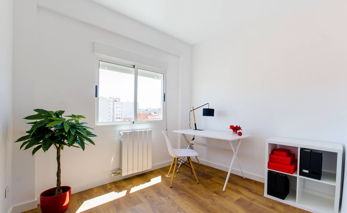 Apartamento estilo nórdico de 52m2 Ideal para Solteros , Noelia Villalba Interiorista Noelia Villalba Interiorista Escritórios escandinavos