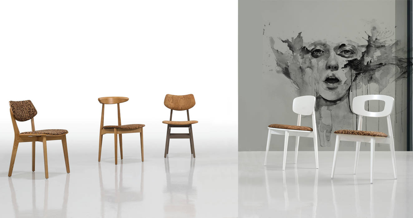 Wood meets Cork Fenabel-The heart of seating Cozinhas minimalistas Madeira Acabamento em madeira Mesas e cadeiras