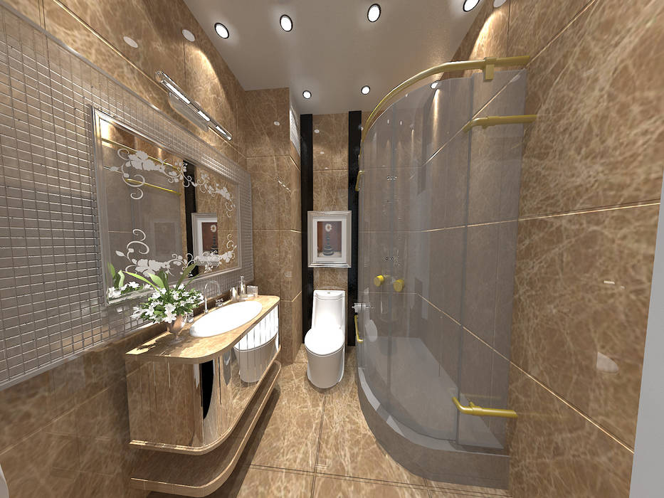 Ömür İç Mimarlık, Ömür Ömür Mediterranean style bathroom Bathtubs & showers
