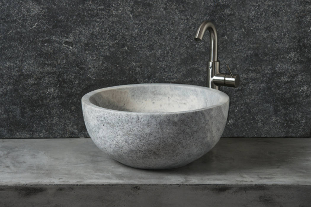 Fiano Ice: ice travertine sink [VA052IC] Pietre di Rapolano Minimalist style bathroom Stone Sinks
