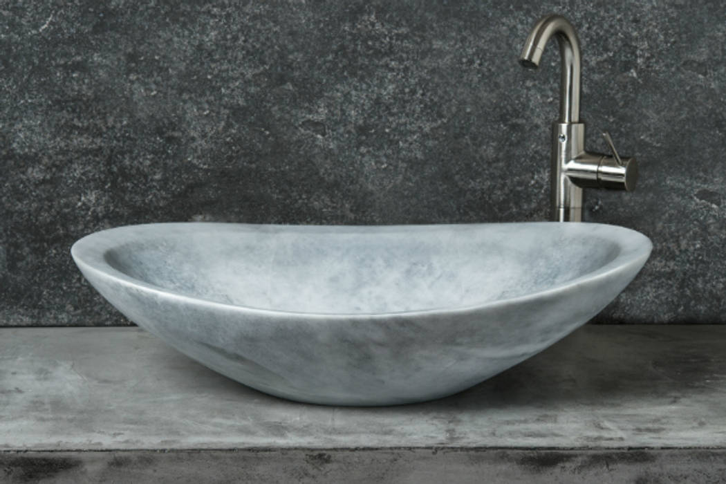 Ovetto new grey: oval marble sink Pietre di Rapolano Minimalist bathroom Marble Sinks