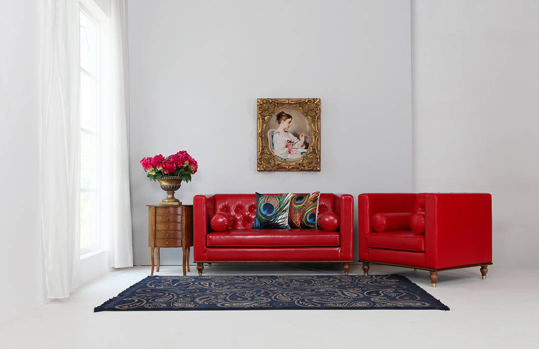 MID CENTURY HEPBUN SOFA SERIES, STYLE-K STYLE-K Scandinavian style living room Fake Leather Metallic/Silver Sofas & armchairs