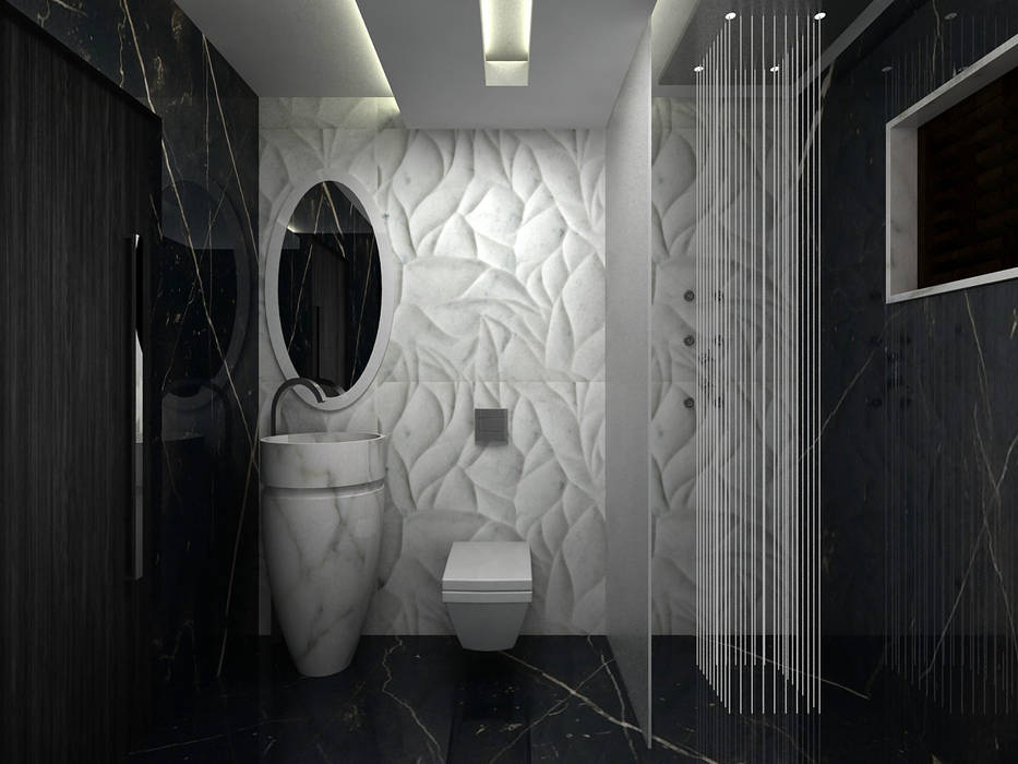 RESIDENTIAL INTERIOR, MYSORE. (www.depanache.in), De Panache - Interior Architects De Panache - Interior Architects Modern bathroom Stone