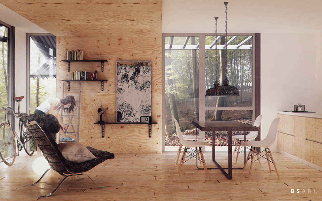 Viviendas Prefabricadas, BS ARQ BS ARQ Living room Wood Wood effect