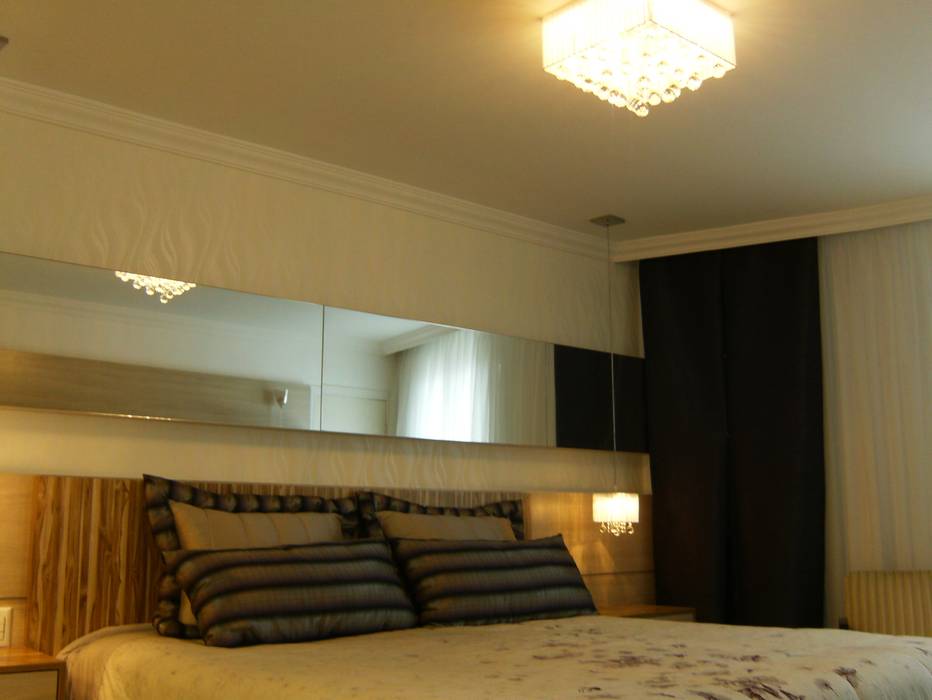 quarto do casal- bege, lilás e roxo Mariana Von Kruger Eclectic style bedroom