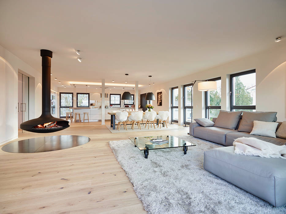 Stylish und gemütlich: ein Penthouse zum Wohlfühlen, HONEYandSPICE innenarchitektur + design HONEYandSPICE innenarchitektur + design Moderne Wohnzimmer Couch,Möbel,Tabelle,Gebäude,Kompfort,Innenarchitektur,Holz,Haus,Schlafcouch,Umhauen