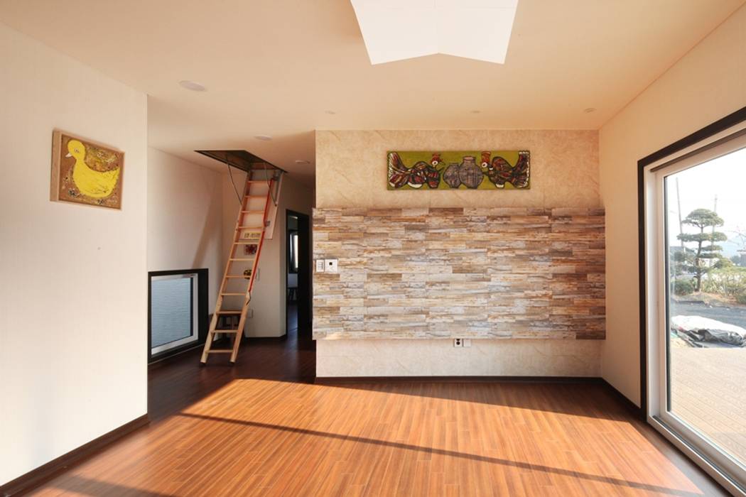 햇살품은 미니멀리즘 주택 [용인 방아리], 윤성하우징 윤성하우징 现代客厅設計點子、靈感 & 圖片