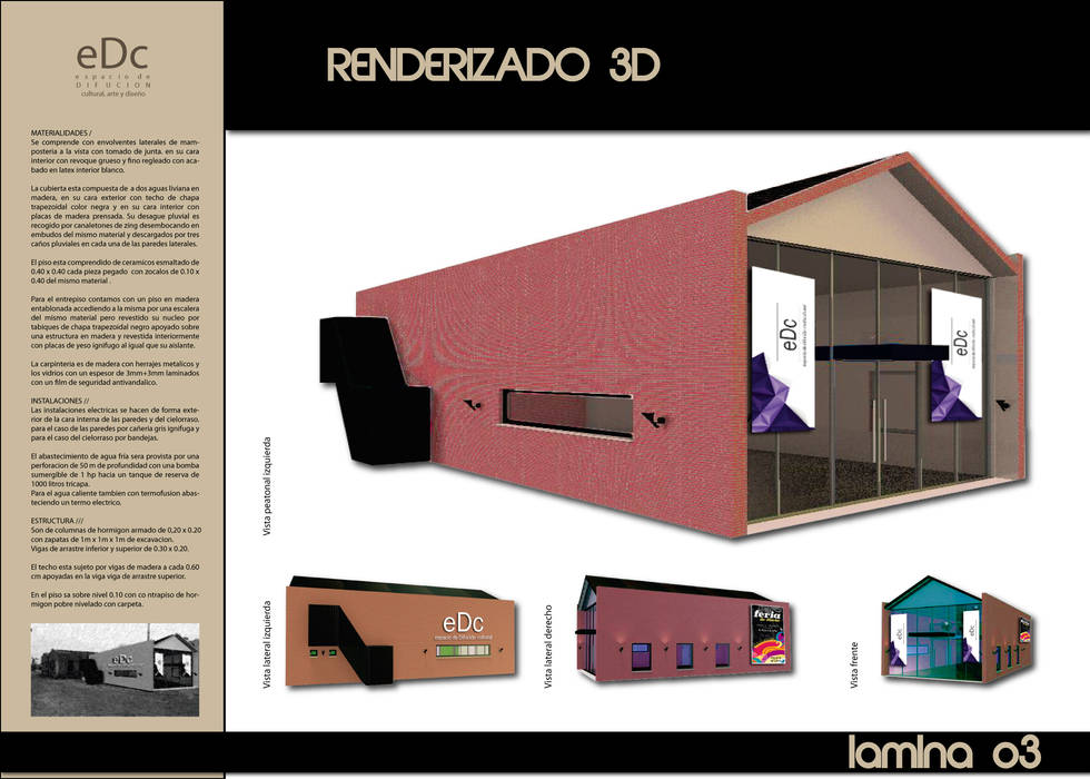 RENDER PEATONAL CubiK Salas multimedia de estilo industrial Ladrillos