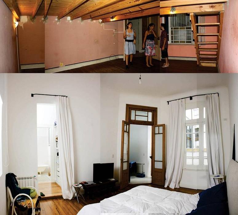 ANTES y DESPUES dormitorio en suite homify Cuartos de estilo ecléctico