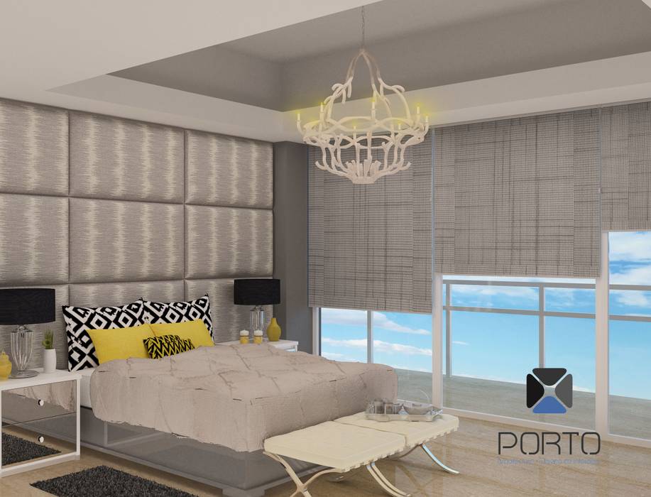 Proyecto Penthouse Bahía de Acapulco, PORTO Arquitectura + Diseño de Interiores PORTO Arquitectura + Diseño de Interiores Eclectic style bedroom