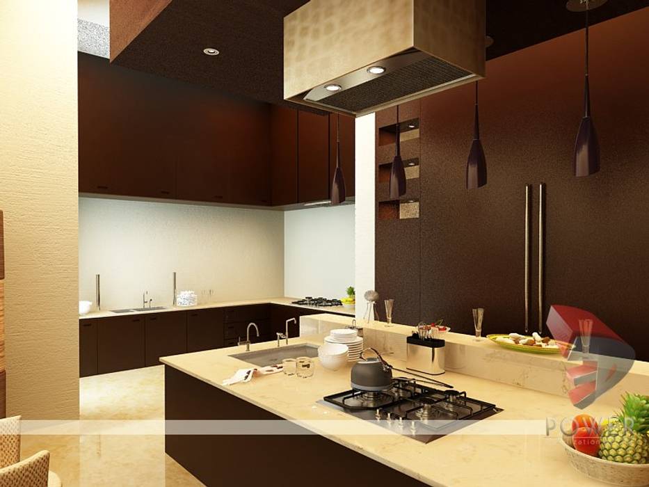 Interior project , 3D Power Visualization Pvt. Ltd. 3D Power Visualization Pvt. Ltd. Кухня в стиле модерн