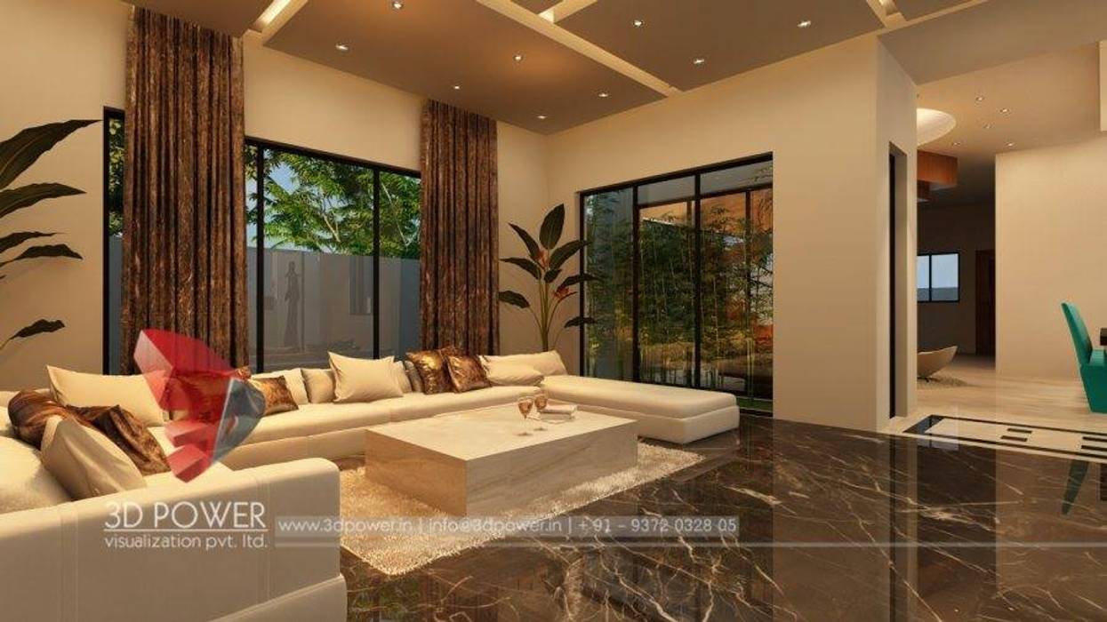 Luxurious Bungalow Interiors Modern Living Room By 3d Power