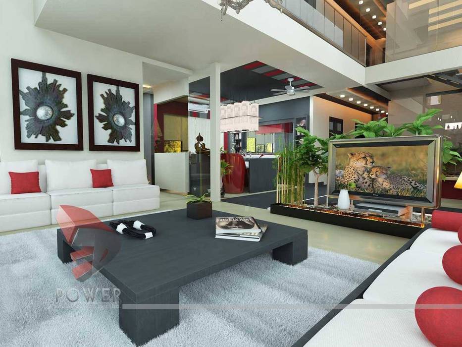 모던스타일 거실 by 3D Power Visualization Pvt. Ltd. 모던