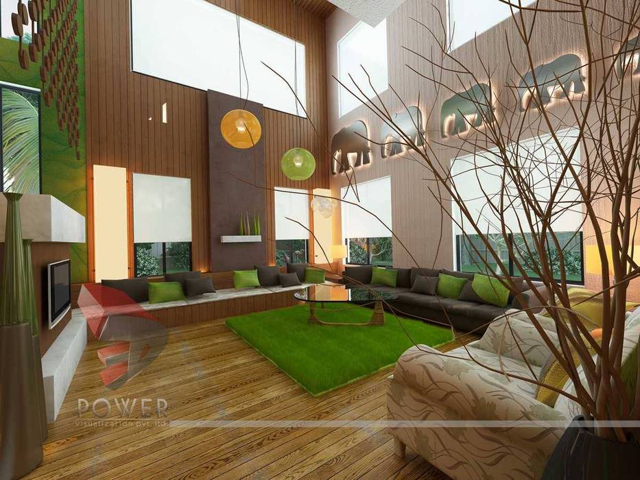 모던스타일 거실 by 3D Power Visualization Pvt. Ltd. 모던
