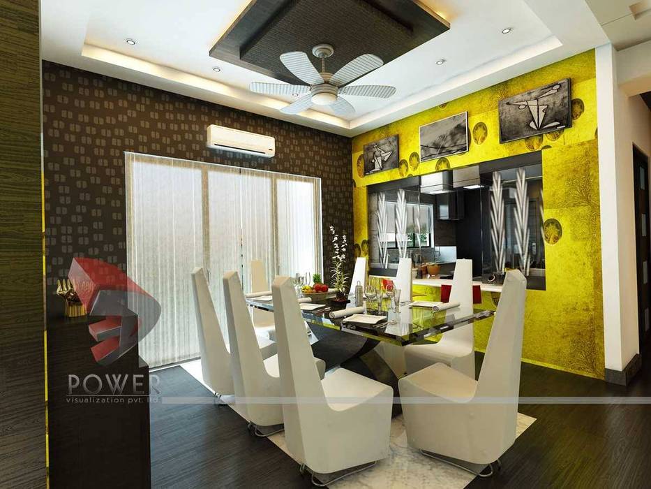 Modern Kitchen Elegant Dining, 3D Power Visualization Pvt. Ltd. 3D Power Visualization Pvt. Ltd. ห้องทานข้าว